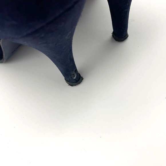 Jil Sander Lace Up Stiletto Heel Suede Ankle Bootie Navy Blue - Picture 7 of 9